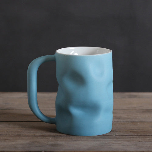 Creative Pinch Mug Klein Blue Solid Color Large-capacity Ceramic