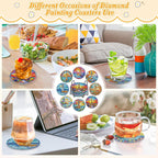 Diamond Art Drawing Coaster With Bracket, DIY Landscape Pattern Diamond Art Coaster, Suitable For Adults And Beginners Diamond Drawing Kit, Diamond Kit Craft Supplies, Exquisite Gifts For Friends