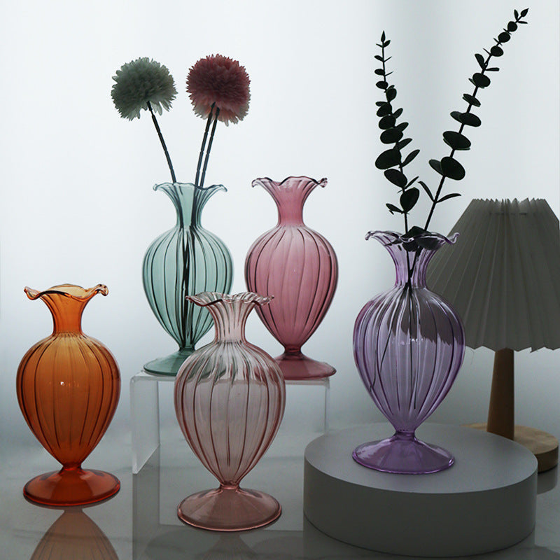 European Retro Glass Vase - Simple Big Belly Series
