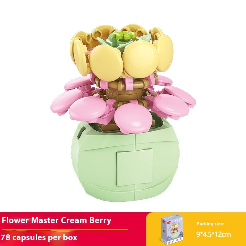 Puzzle Assembling Building Blocks Flower Pot Model Toys