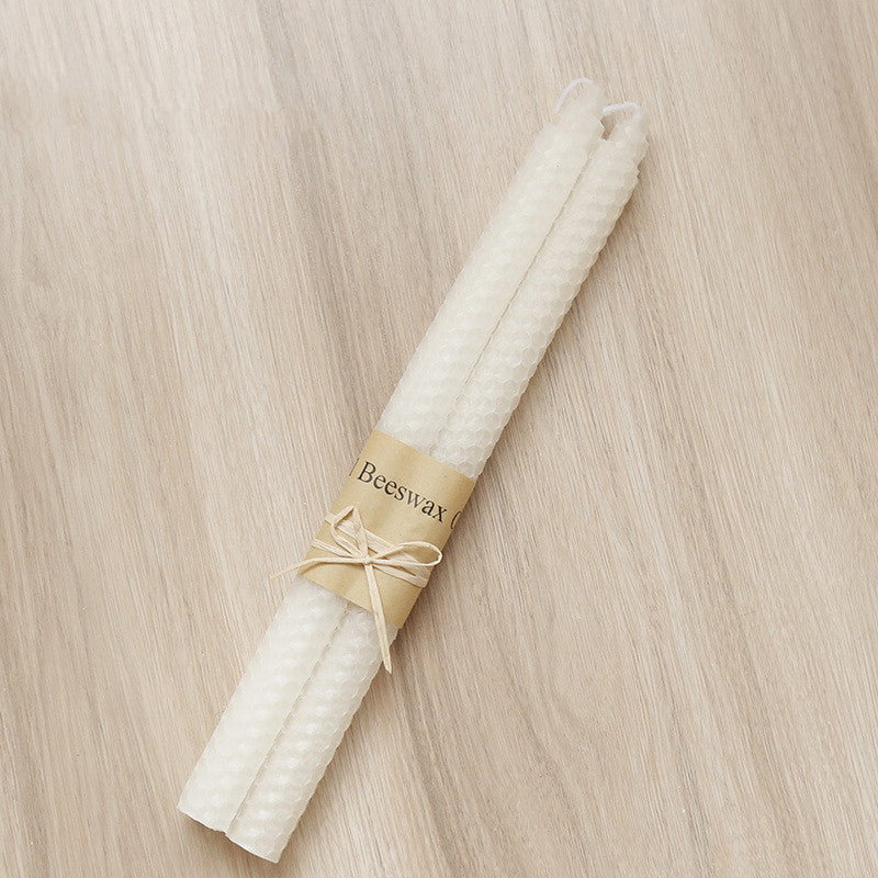 Elegant Beeswax Taper Candles - Living Room Decor