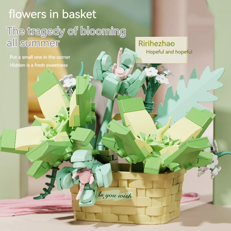 Flower Secret Words MINI Flower Basket Assembling Building Blocks Educational Assembling Puzzle Toys