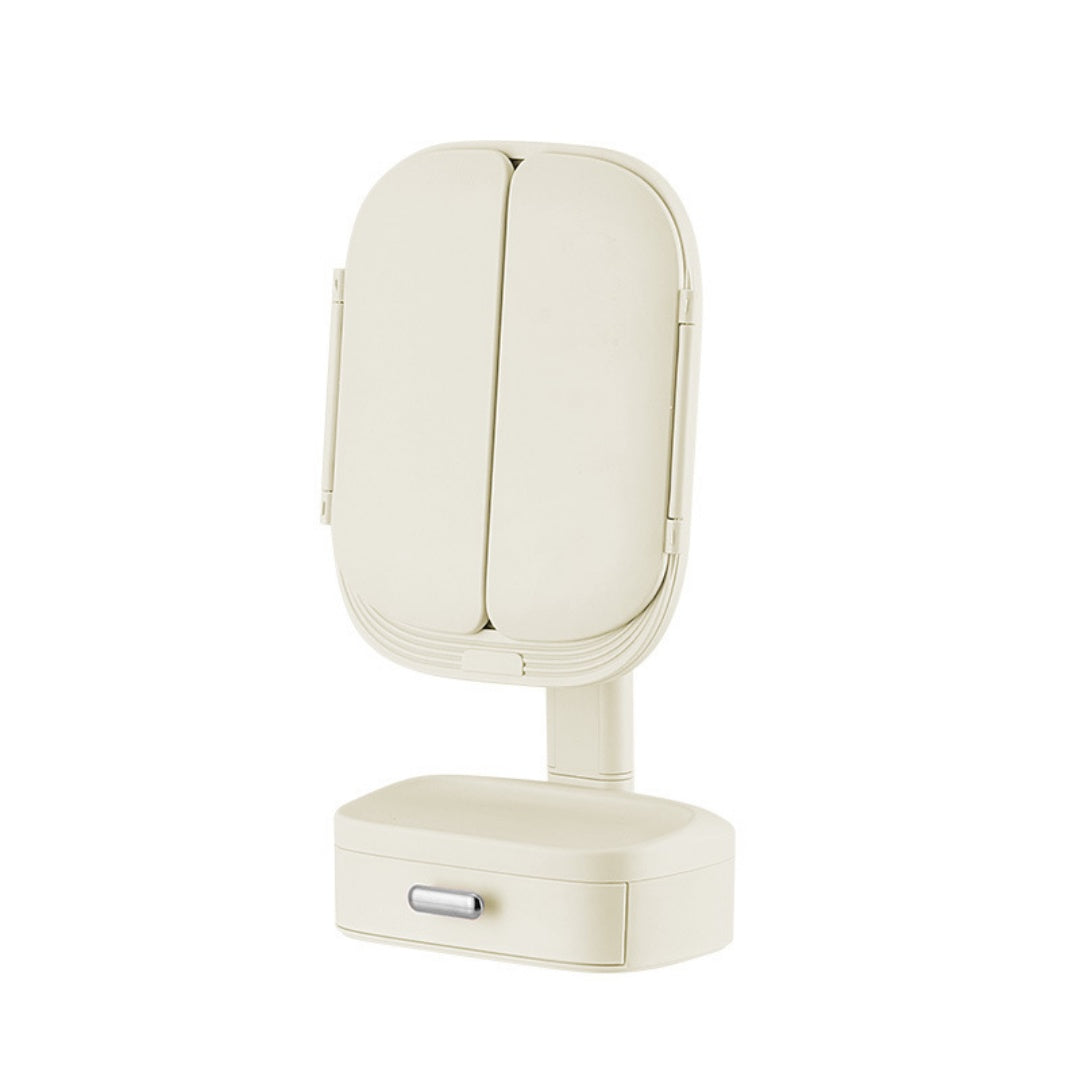 LED Desktop Cosmetic Mirror - Foldable with Light