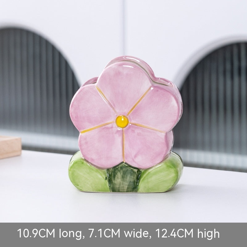 Cute Flowers Ceramic Vase - Niche Decoration