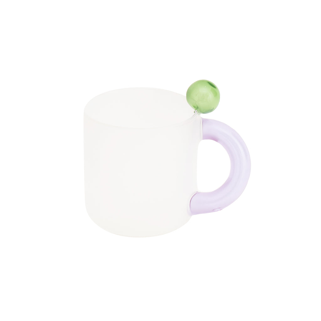 Jelly Bean Glass Mug - Handmade Colored Oblique Handle