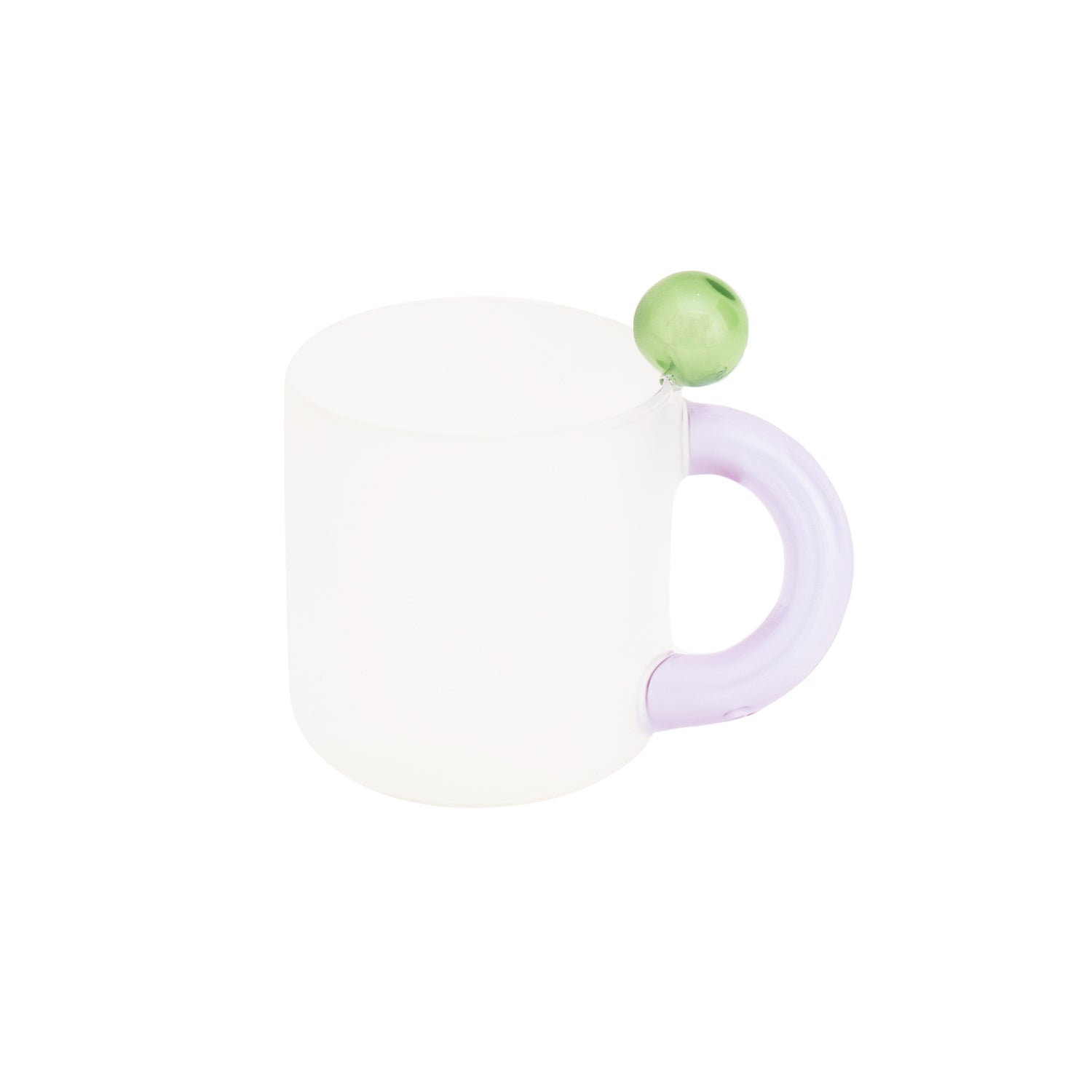 Jelly Bean Glass Mug - Handmade Colored Oblique Handle