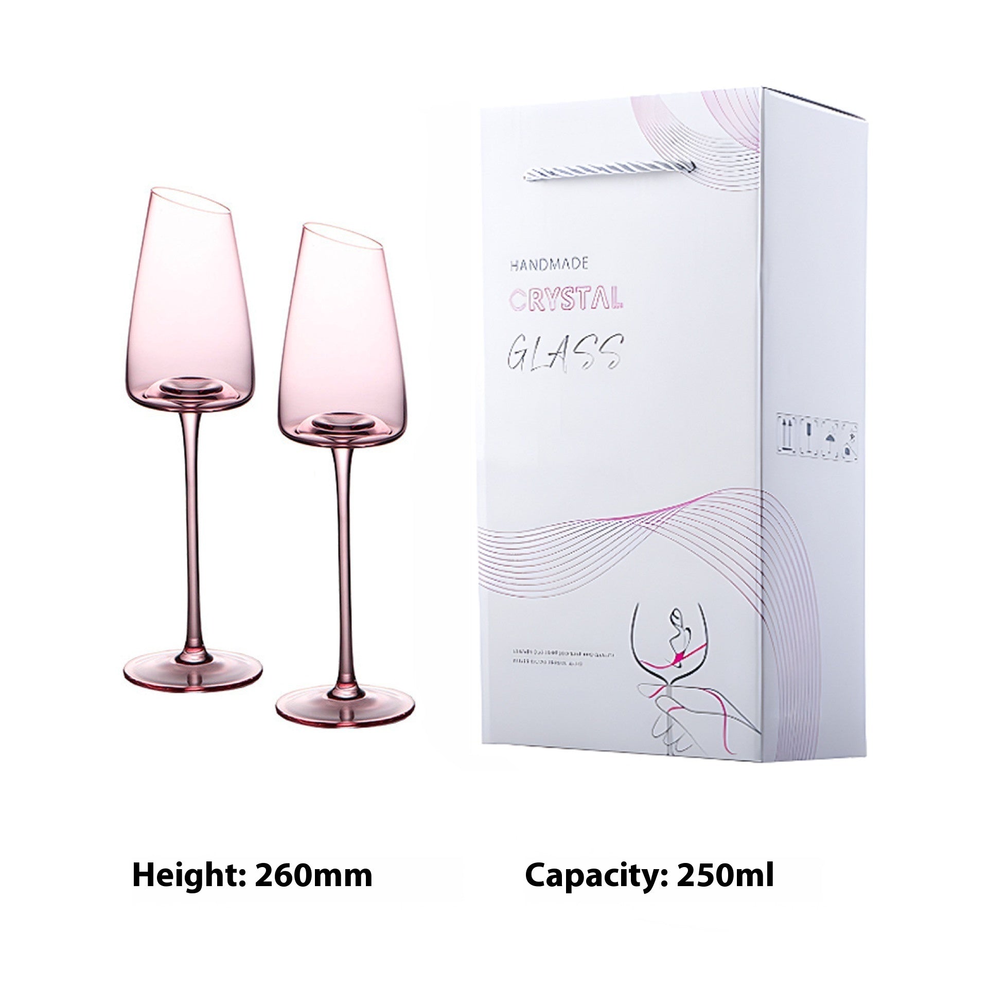 Flamingo French Oblique Concave High Foot Glass Crystal Glasses