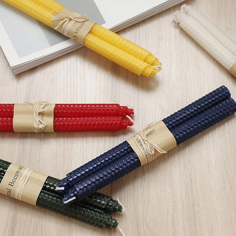 Elegant Beeswax Taper Candles - Living Room Decor