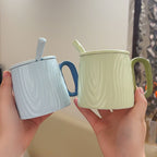 Macaron Ceramic Cup Creative Wood Grain Mug