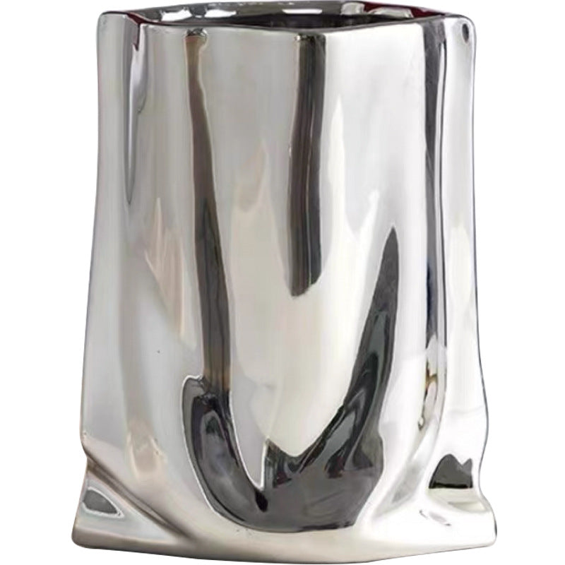 Light Luxury Electroplated Ceramic Vase - Household