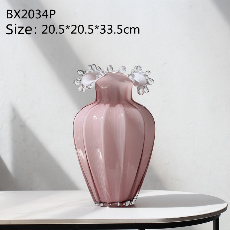 Water Drop Glass Vase - Simple Wave Mouth Countertop