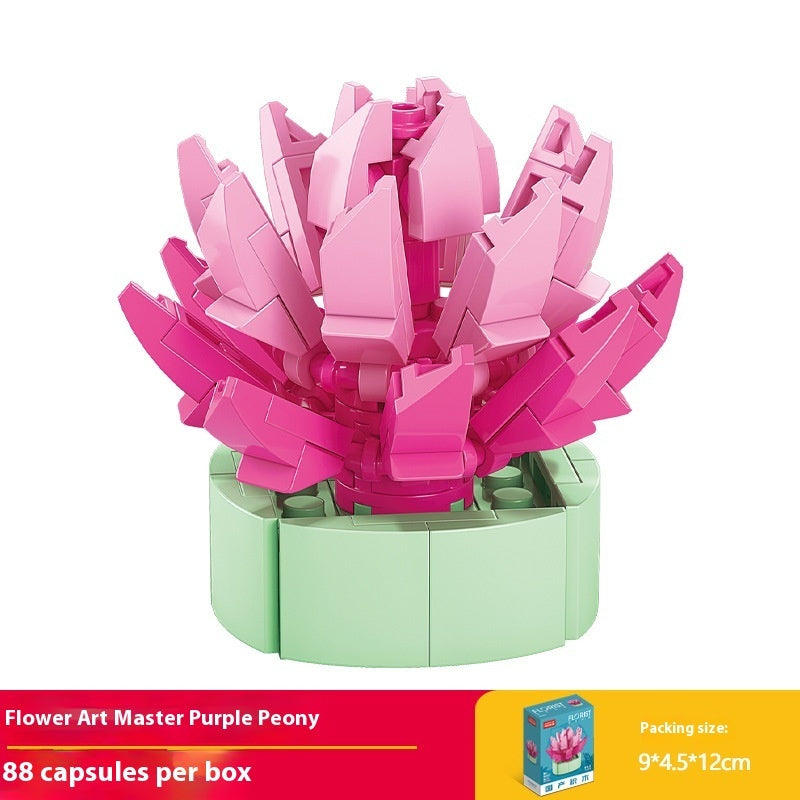 Puzzle Assembling Building Blocks Flower Pot Model Toys