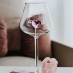 Pink Center Heart Wine Glass