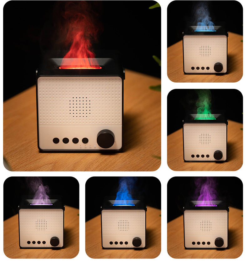 Flame Aroma Diffuser with Bluetooth Speaker - White Noise