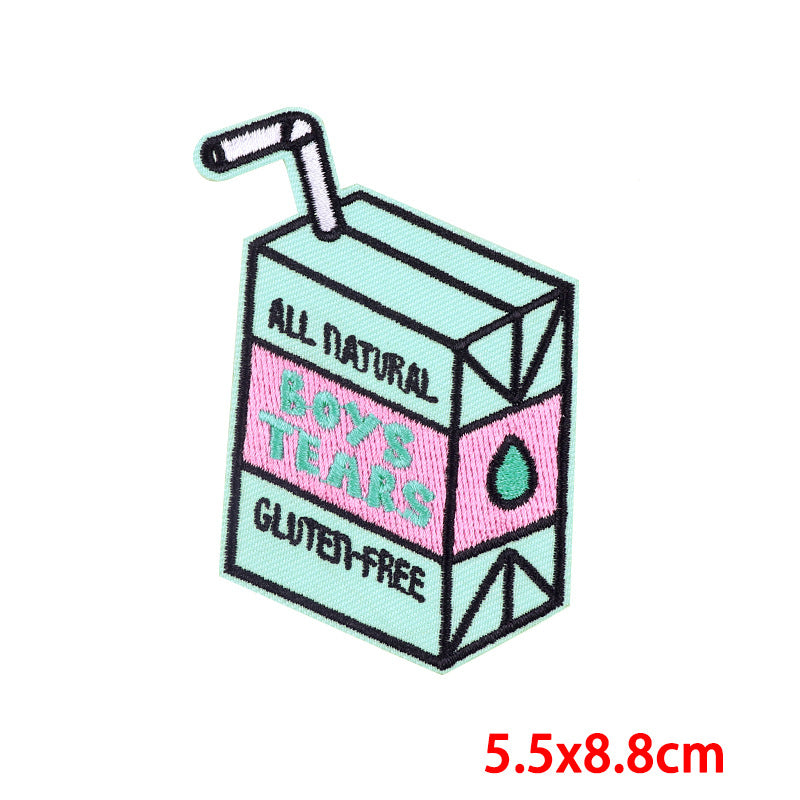 Cartoon Wine Bottle Wine Glass Embroidered Cloth Stickers DIY