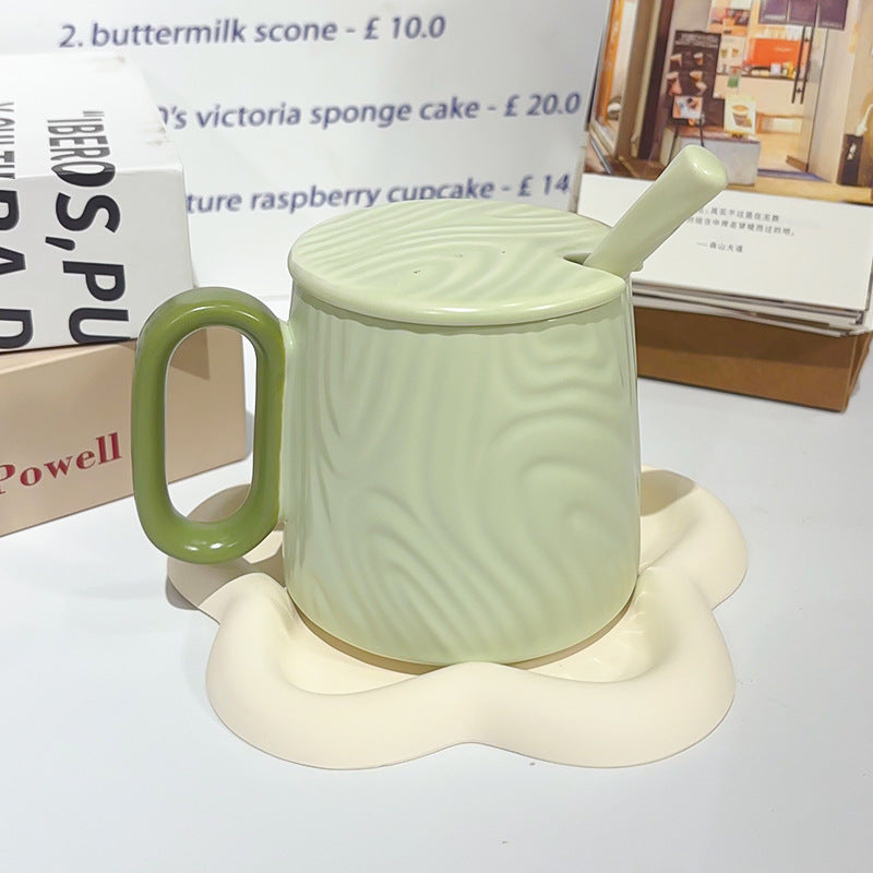 Macaron Ceramic Cup Creative Wood Grain Mug