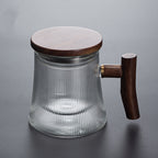 Vertical Pattern Office Cup Heat-resistant Glass Mug, Tea Cup With Filter Belt And Water Cup