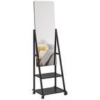 Rolling Full Length Dressing Mirror - Free Standing with Storage