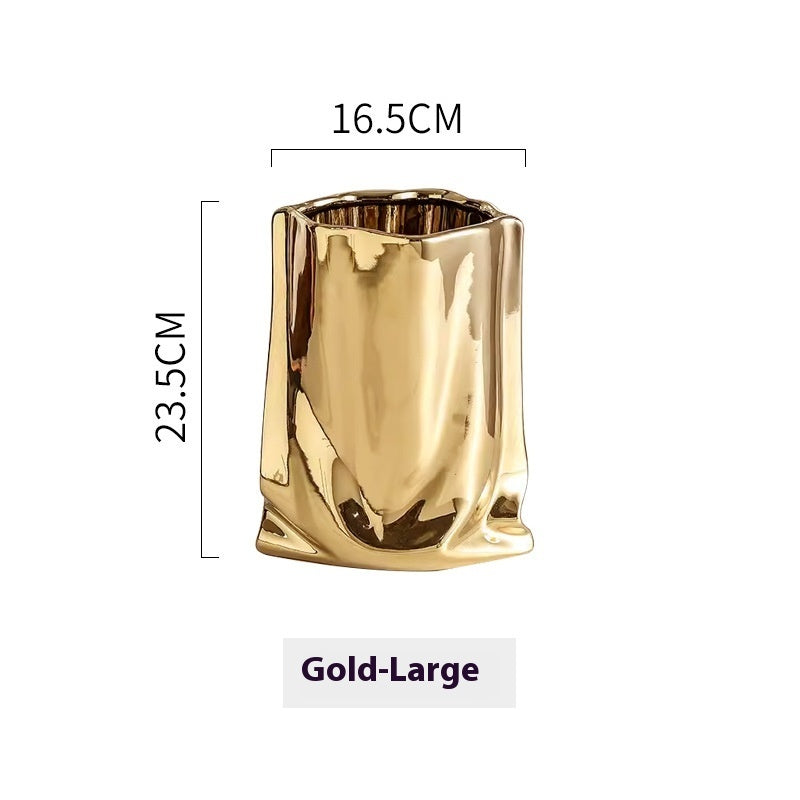Light Luxury Electroplated Ceramic Vase - Household