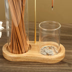 Solid Wood Figure-8 Incense Burner - Glass & Rubber Wood