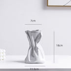 Simple Pleated Ceramic Vase - Cream Hydroponic Style