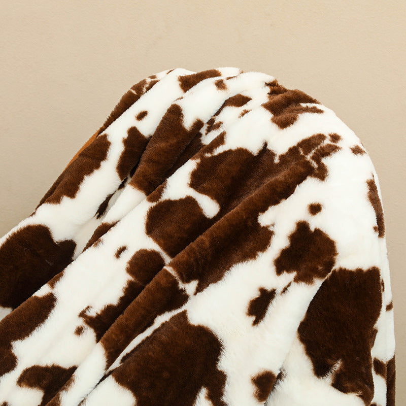 Double-Layer Cow Print Flannel Blanket