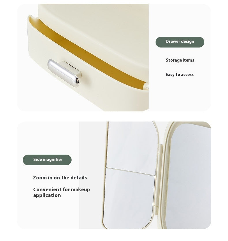 LED Desktop Cosmetic Mirror - Foldable with Light