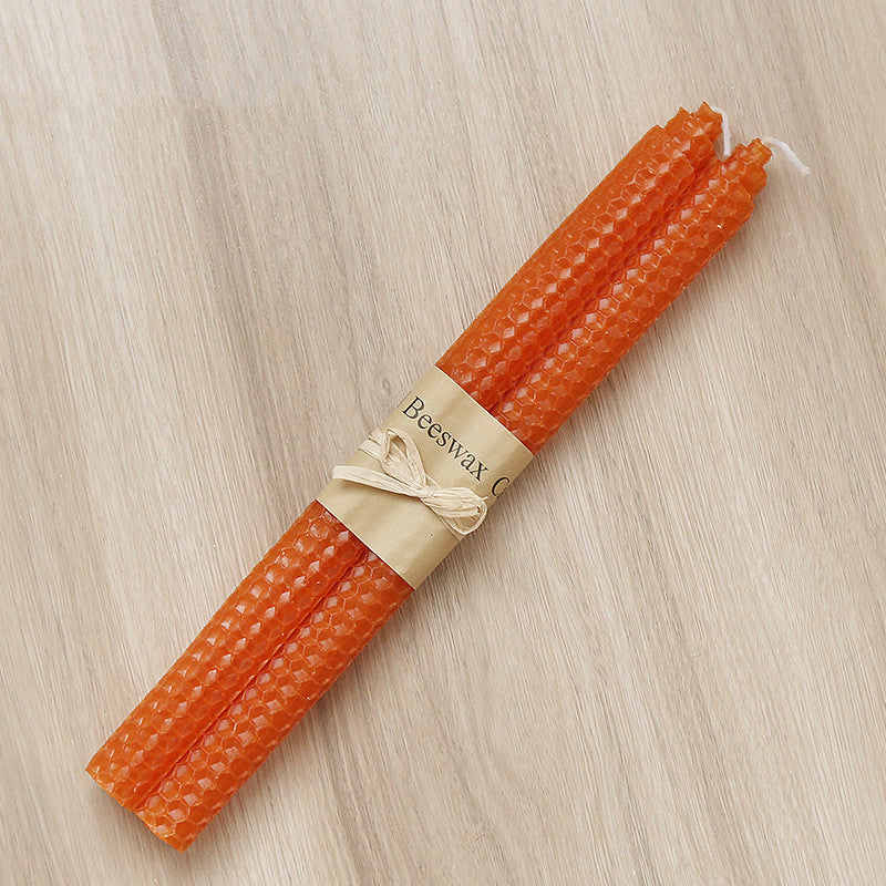 Elegant Beeswax Taper Candles - Living Room Decor