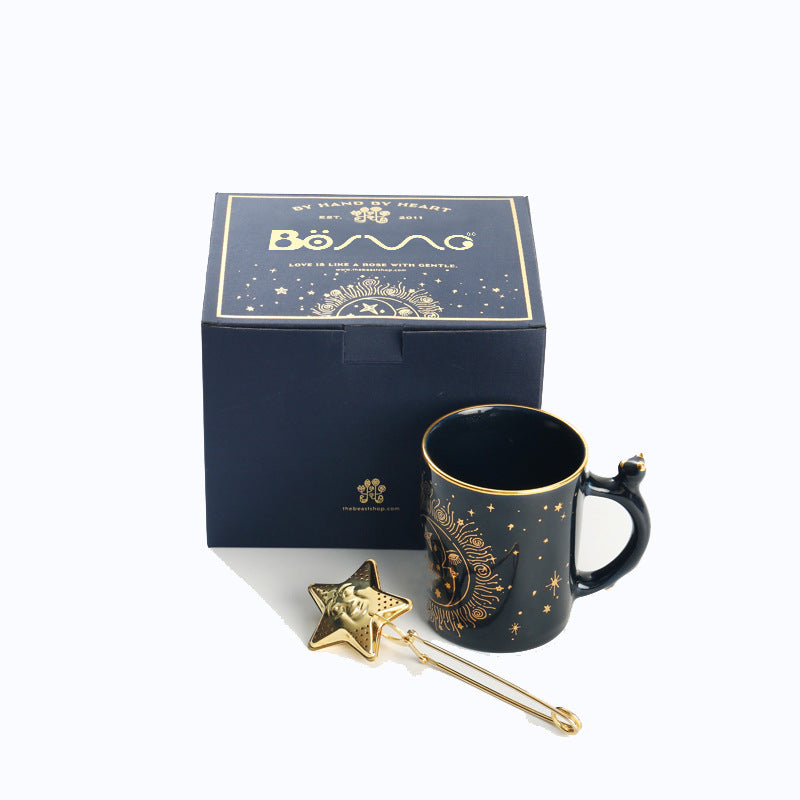 Star Ceramic Mug Set - With Spoon & Tea Infuser