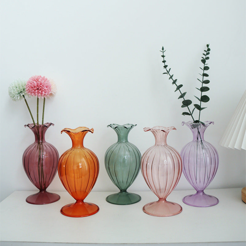 European Retro Glass Vase - Simple Big Belly Series