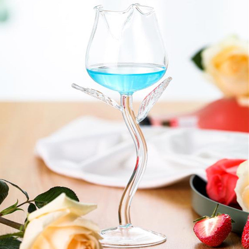 Clear Rose Shaped Wine Glass