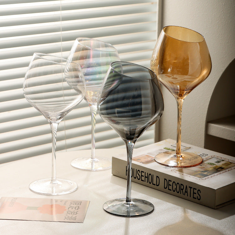 Beveled Big Belly Goblet Crystal Red Wine Electroplated Color Wine Champagne Glass