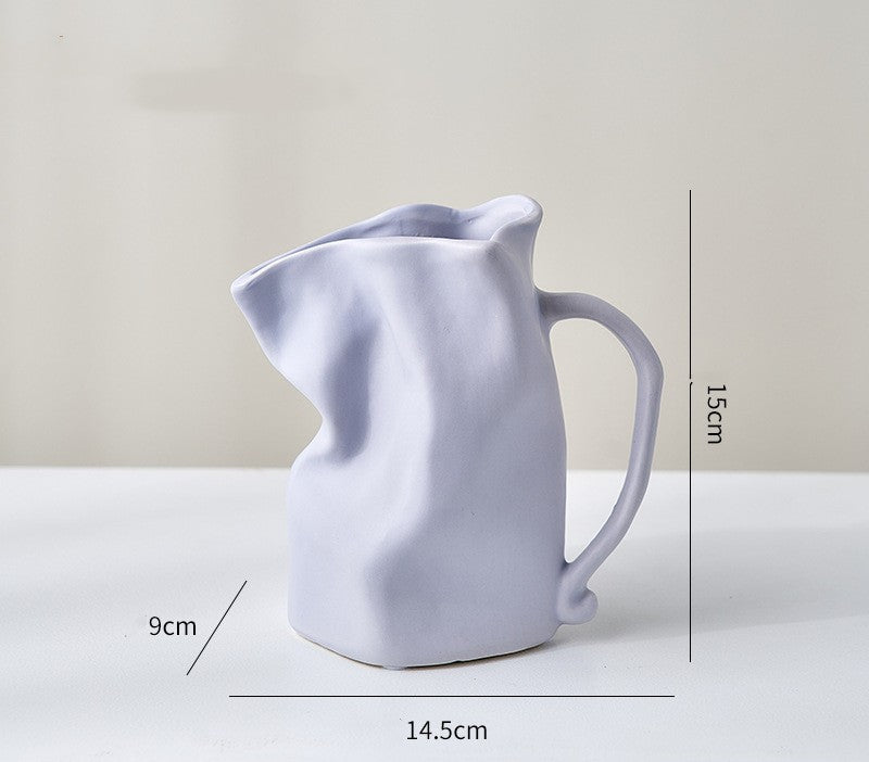 Light Luxury Electroplated Vase - Ceramic Fold Kettle Cup