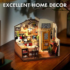 ROBOTIME Rolife Happy Kitchen Dollhouse Minature House DIY Wooden Puzzle With LED Light DG159