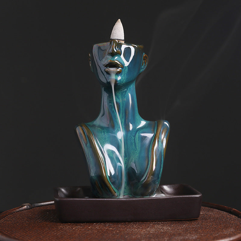 Ceramic Beauty Statue Incense Burner - Artistic Decor