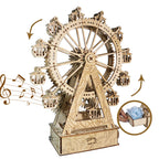 -MUSIC PARK 3d Wooden Puzzle Gear Ferris Wheel Music Box You Are My Sunshine Handmade Assembly Model Kit Holidays Brthdays Christmas Gifts