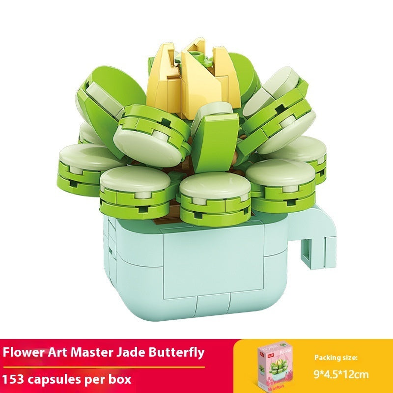 Puzzle Assembling Building Blocks Flower Pot Model Toys