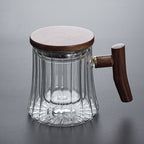 Vertical Pattern Office Cup Heat-resistant Glass Mug, Tea Cup With Filter Belt And Water Cup