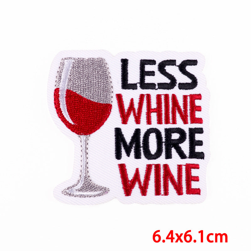 Cartoon Wine Bottle Wine Glass Embroidered Cloth Stickers DIY