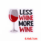 Cartoon Wine Bottle Wine Glass Embroidered Cloth Stickers DIY