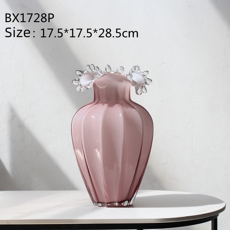 Water Drop Glass Vase - Simple Wave Mouth Countertop