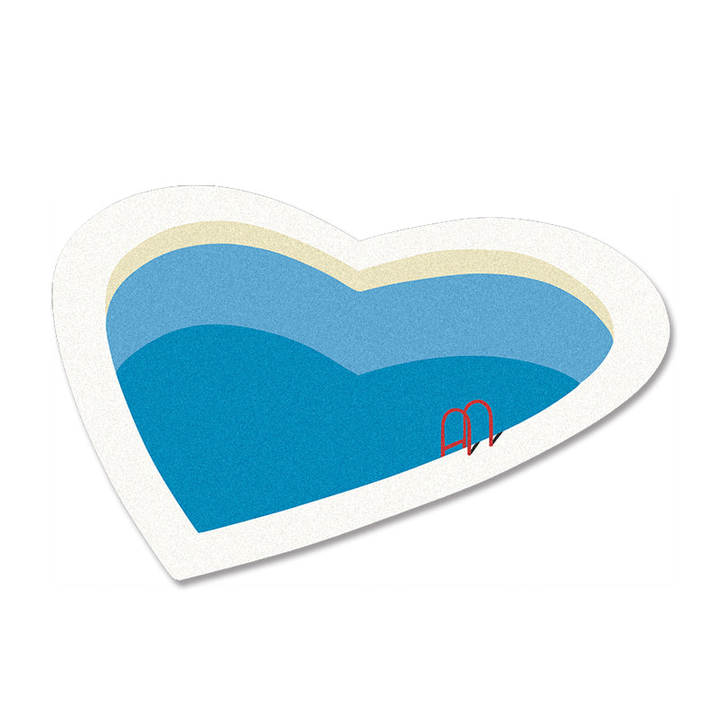 Heart-Shaped Romantic Rug - Mini Pool Art Design