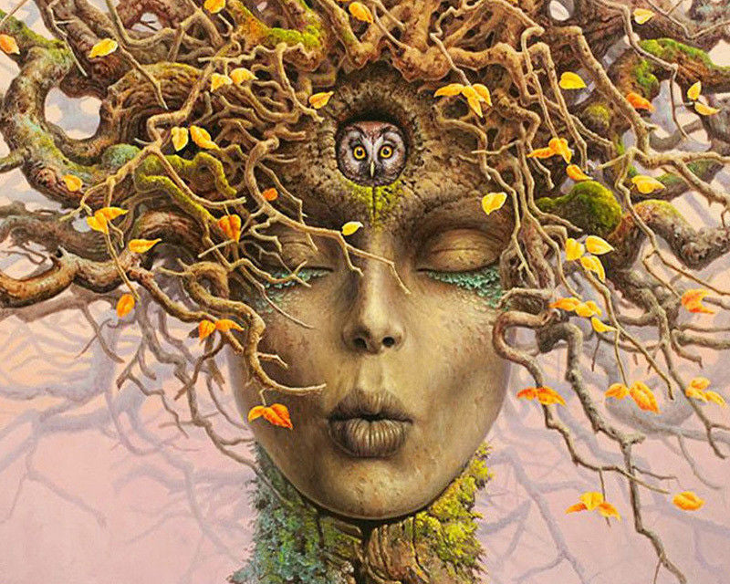 Abstract Portrait Tree Diamond Embroidery - Square Rhinestones