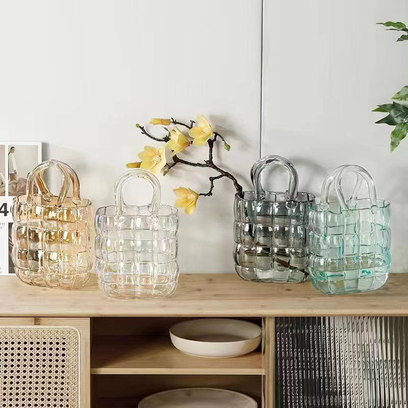 Creative Glass Handbag Vase - Decorative