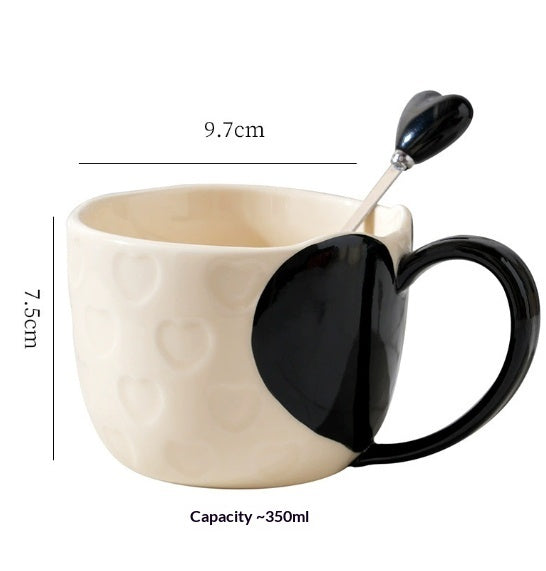 Heart-Shaped Ceramic Mug - Birthday Gift Office Coffee Cup