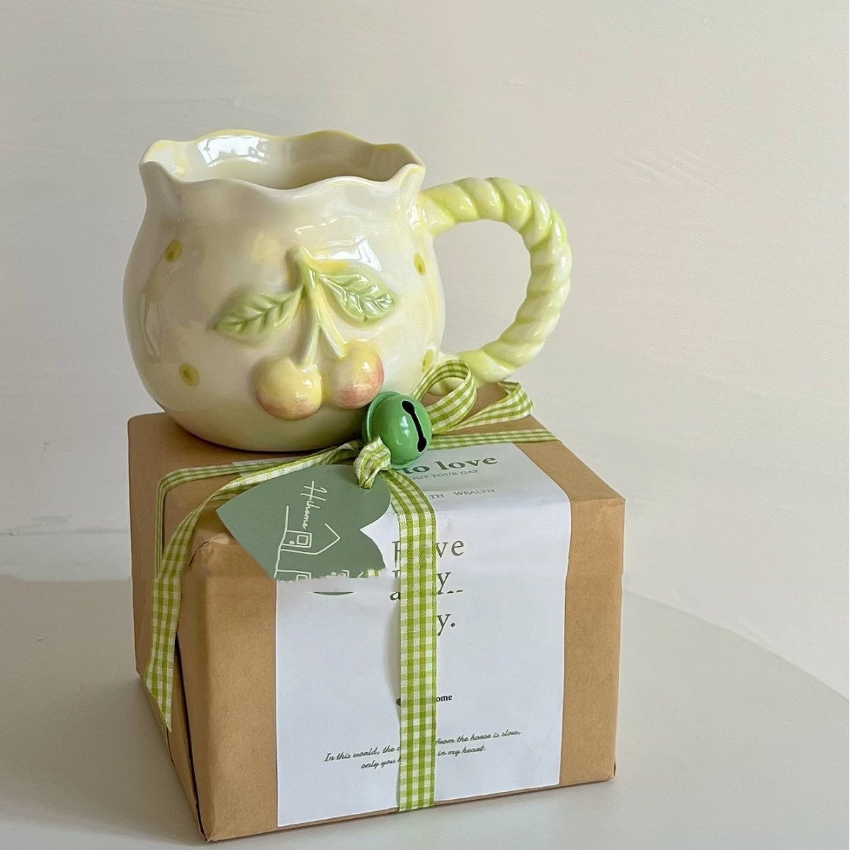 Irregular Cute Cherry Art Mug Gift Ceramic Cup