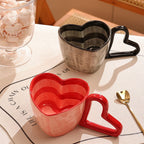 Creative Hand-Painted Striped Heart Mug Hand-Shaped Heart Breakfast Cup