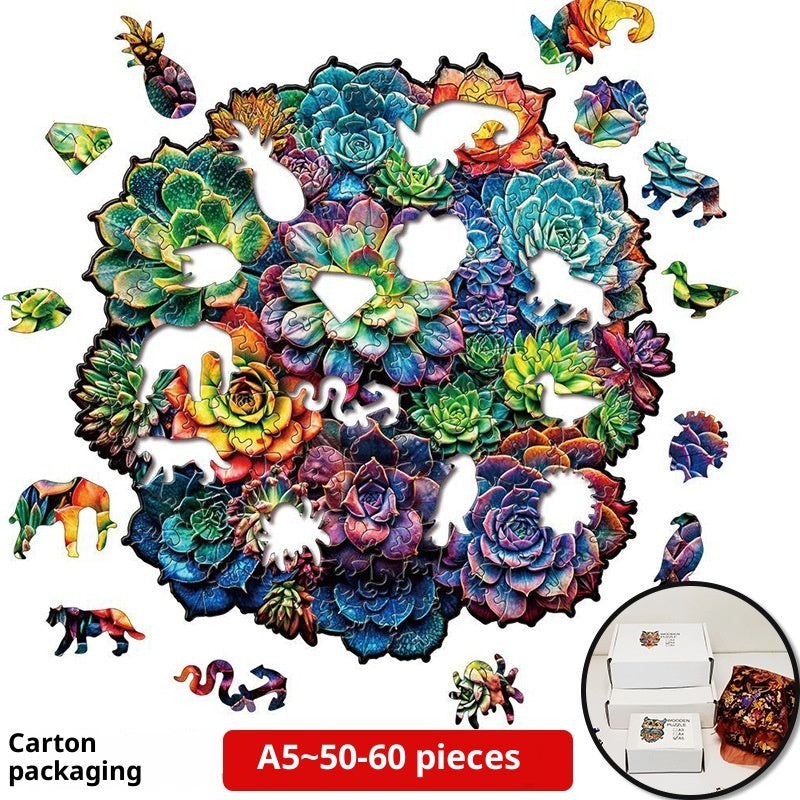 Succulent Plant Hidden Shapes Puzzle
