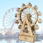 -MUSIC PARK 3d Wooden Puzzle Gear Ferris Wheel Music Box You Are My Sunshine Handmade Assembly Model Kit Holidays Brthdays Christmas Gifts