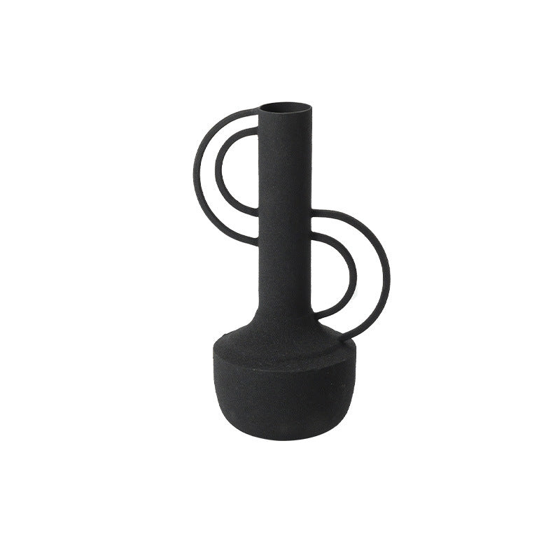 Minimalist Iron Amphora Vase - Modern Frosted Feel